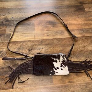 Montana West Black and White Crossbody Bag with Fringe